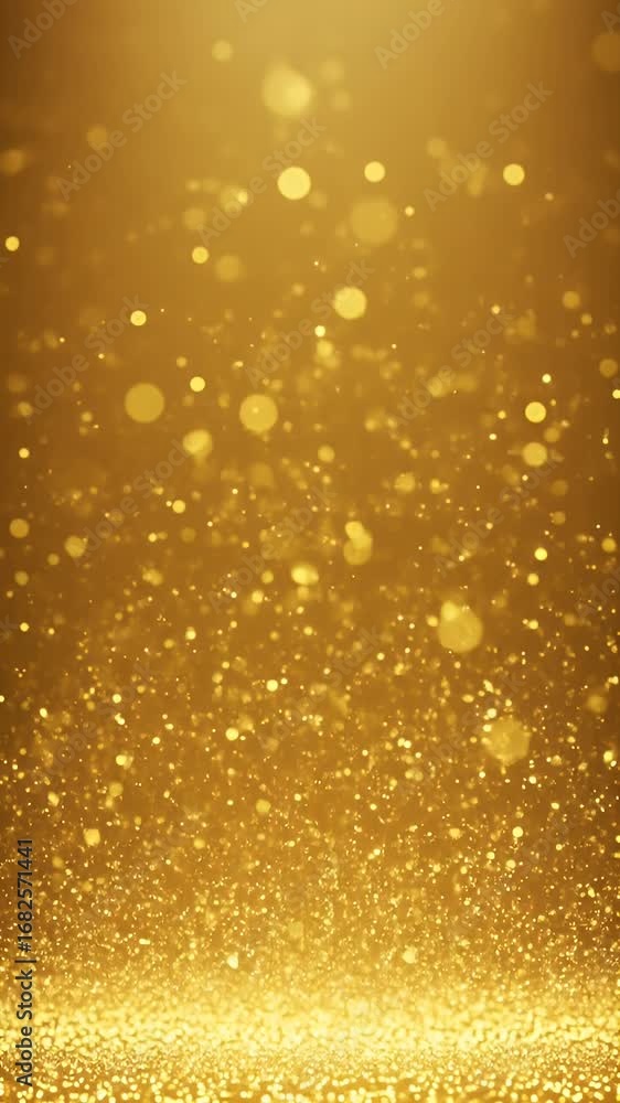 Poster gold glittering background with sparkling particles animation