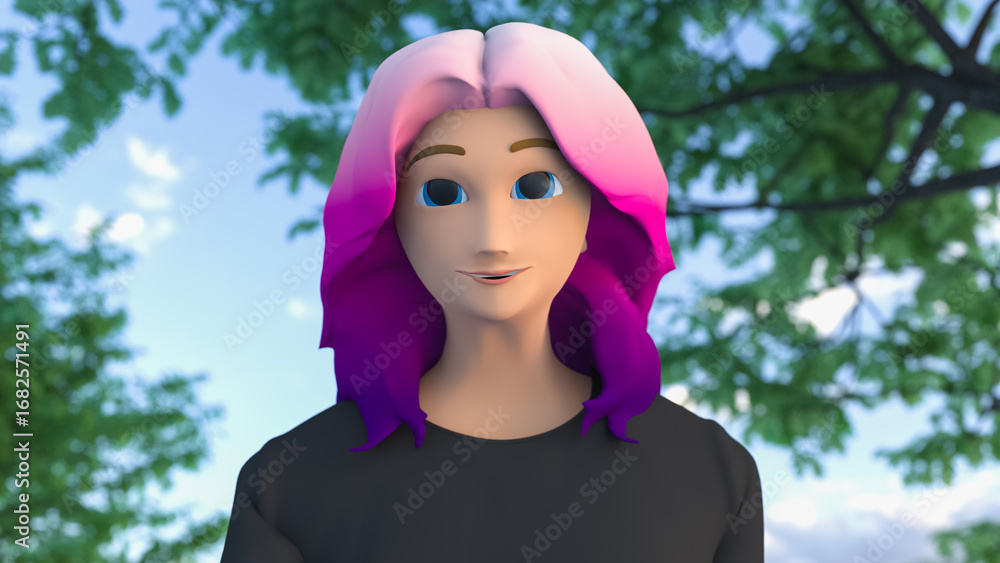 Poster animated avatar talking in a business meeting, advanced virtual communication technology, ai assista