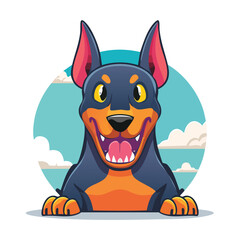 Doberman Pinscher Streamlined Vector Art with Flat Colors and Sharp Linework