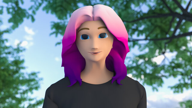 Animated Avatar Talking in a Business Meeting, Advanced Virtual Communication Technology, Ai Assistant in Metaverse Concept. Video Calls and Remote Collaboration Software Mock-up