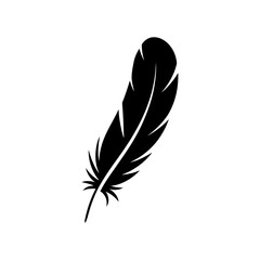 Fototapeta premium Elegant Black Feather Illustration on White Background Symbol of Freedom and Lightweight Design Perfect for Creative Projects