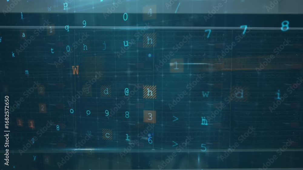 Leinwandbilder animation of online security cyber attack warning and data processing over server