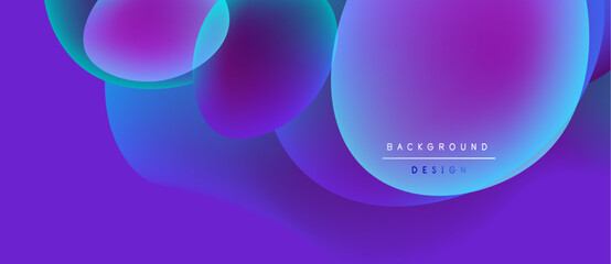 Abstract fluid shapes overlap, creating vibrant purple, blue gradients. Modern design element for backgrounds, presentations.