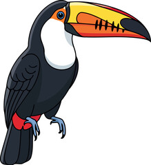 Fototapeta premium vibrant toucan illustration tropical bird with a giant bill, majestic and colorful, isolated on transparent background