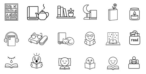 Book Reading icons set. vector. editable