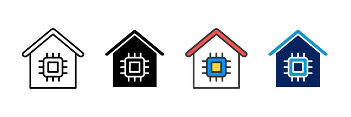Smart Chip Icon Set Multiple Style Collection