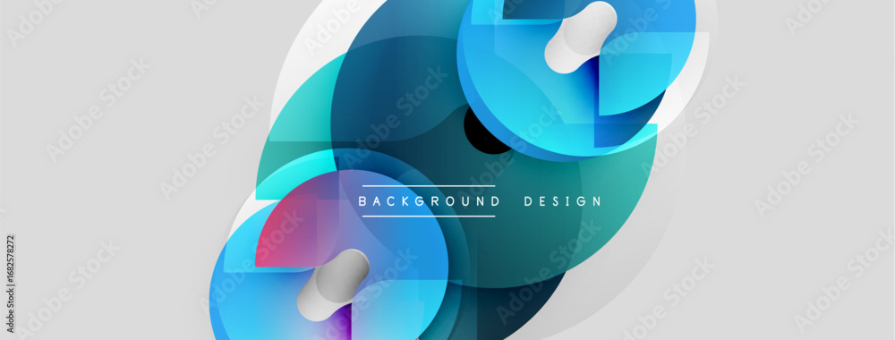 Aufkleber abstract fluid shapes, blue, teal, white. modern design elements overlap, creating dynamic compositi