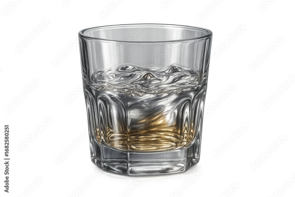 Poster glass of whisky with ice on transparent background, creating a refreshing and sophisticated image