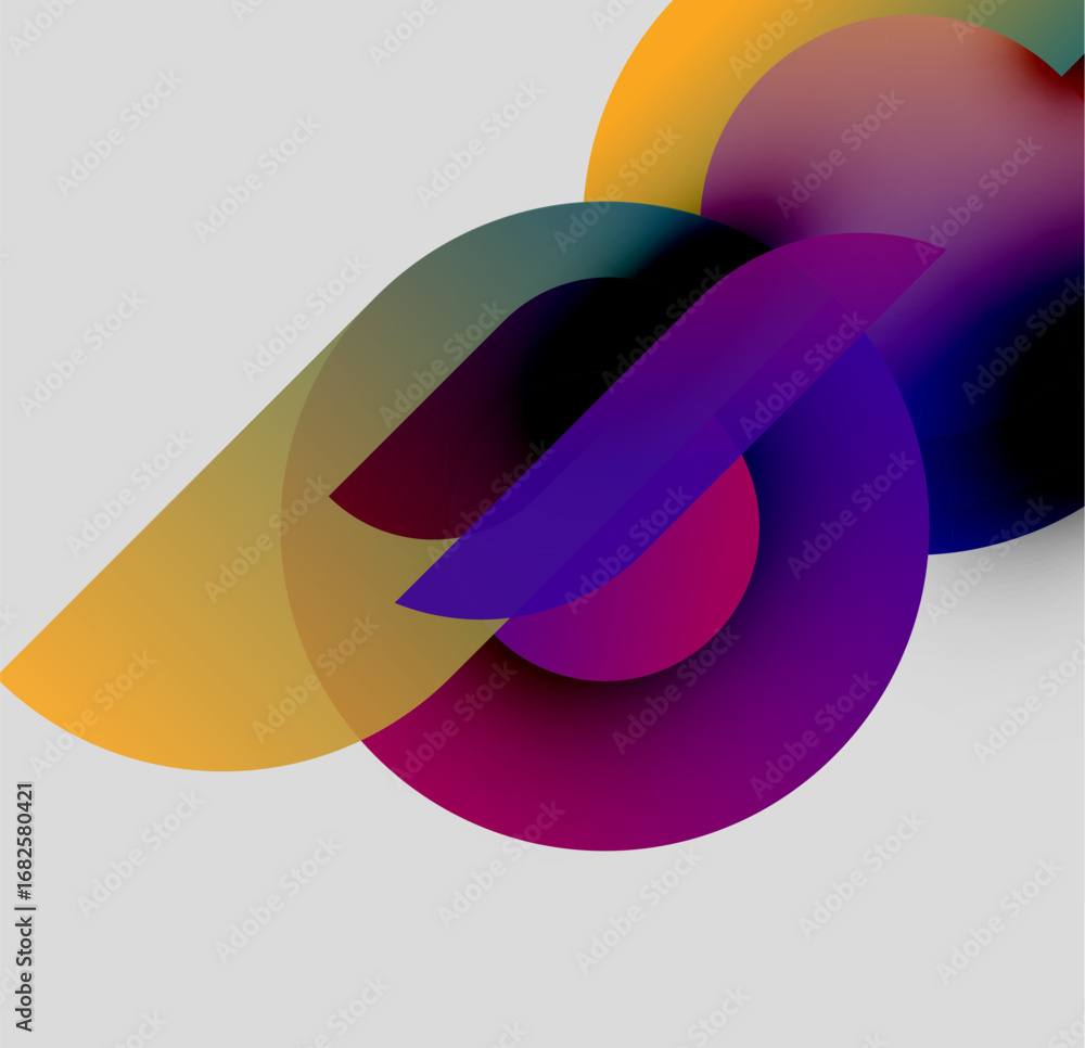 Fototapete abstract composition. overlapping colorful circles create dynamic visual effect. gradient hues blend