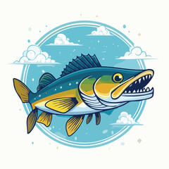 Muskie  Streamlined Vector Art with Flat Colors and Sharp Linework