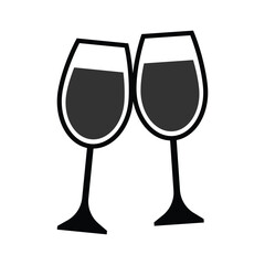 Wine Glass Icon – Flat Black Silhouette on White Background.