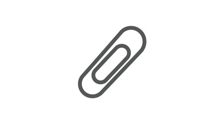 Simple Gray Paperclip Icon on White Background.