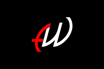 Obraz premium WA Initial Logo – Red and Black Swoosh Vector Design for Business Branding on White Background