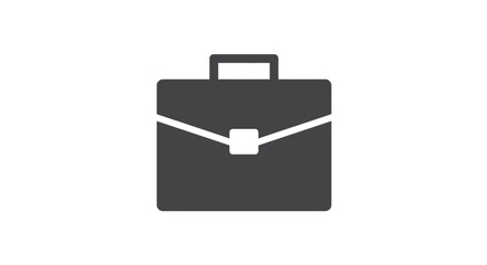 Simple Black Briefcase Icon with Handle and Closure.