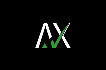 AX Letter Logo with Tick – Modern Vector Design for Bold, Minimalist Branding and Business Identity
