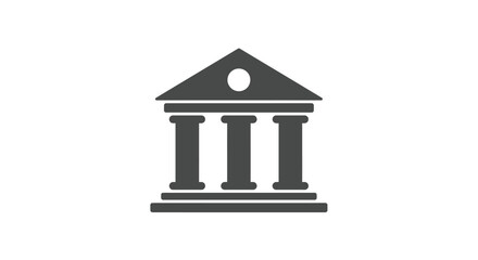 Simple Gray Building Icon with Three Columns.