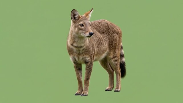 Brown foxlike creature with ringed tail
