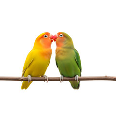 Two birds sitting on a branch - Transparent Background