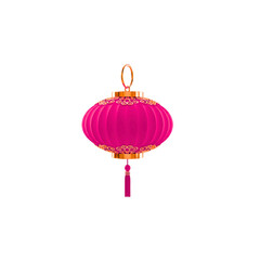 A pink chinese lantern hanging on a black background - Transparent Background