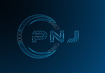 PNJ low poly letter logo vector design. PNJ lower poly logo design. Low poly logo.