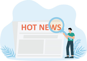 Reading news, person character with newspaper. suitable for websites, landing pages, mobile apps, posters and banners concept
