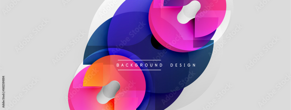 Poster abstract colorful shapes overlap, creating dynamic visual effect. modern design with gradients, smoo
