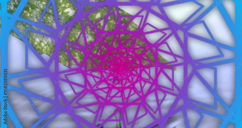 Poster animation of colorful shapes over drop falling into water