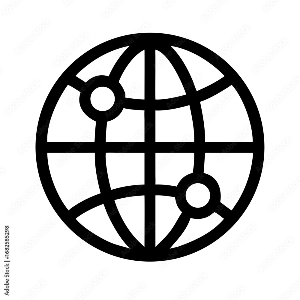 Poster globe network connection icon for global communication and international business worldwide internet