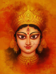 Goddess Durga Oil Painted Portrait
