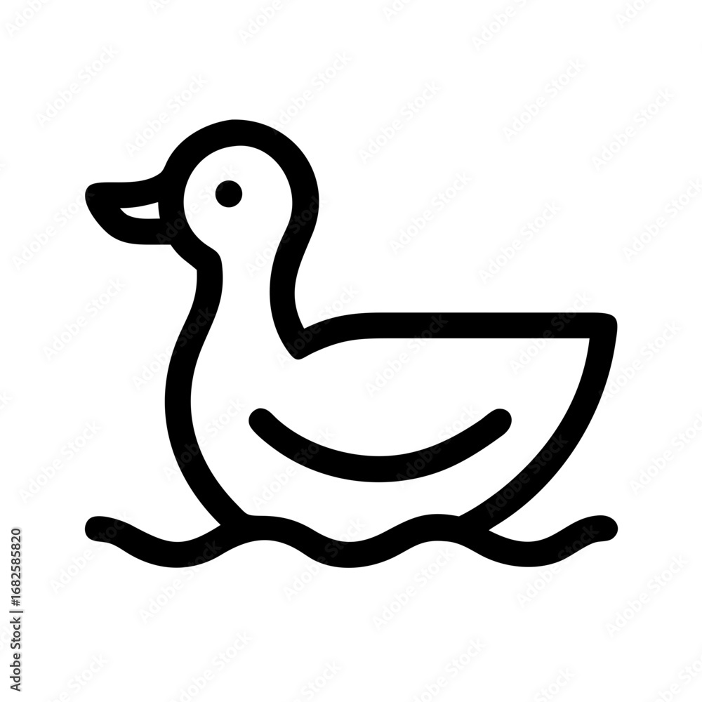Poster Duck icon vector illustration of a simple line drawing of a duck swimming in water for web and graphic design