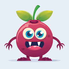 Fototapeta premium Cranberry Flat-Style Vector Illustration with Balanced Composition