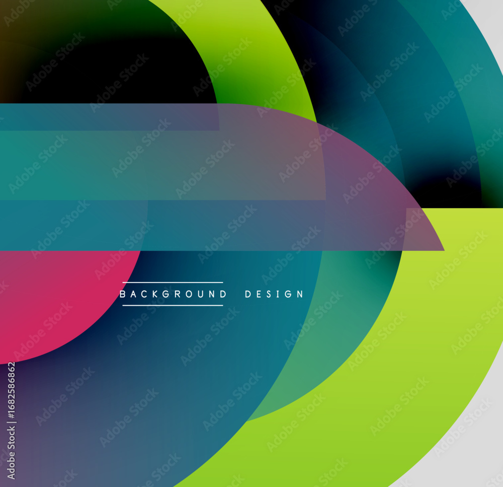 Poster abstract colorful shapes overlap creating dynamic visual effect. modern design elements blend vibran
