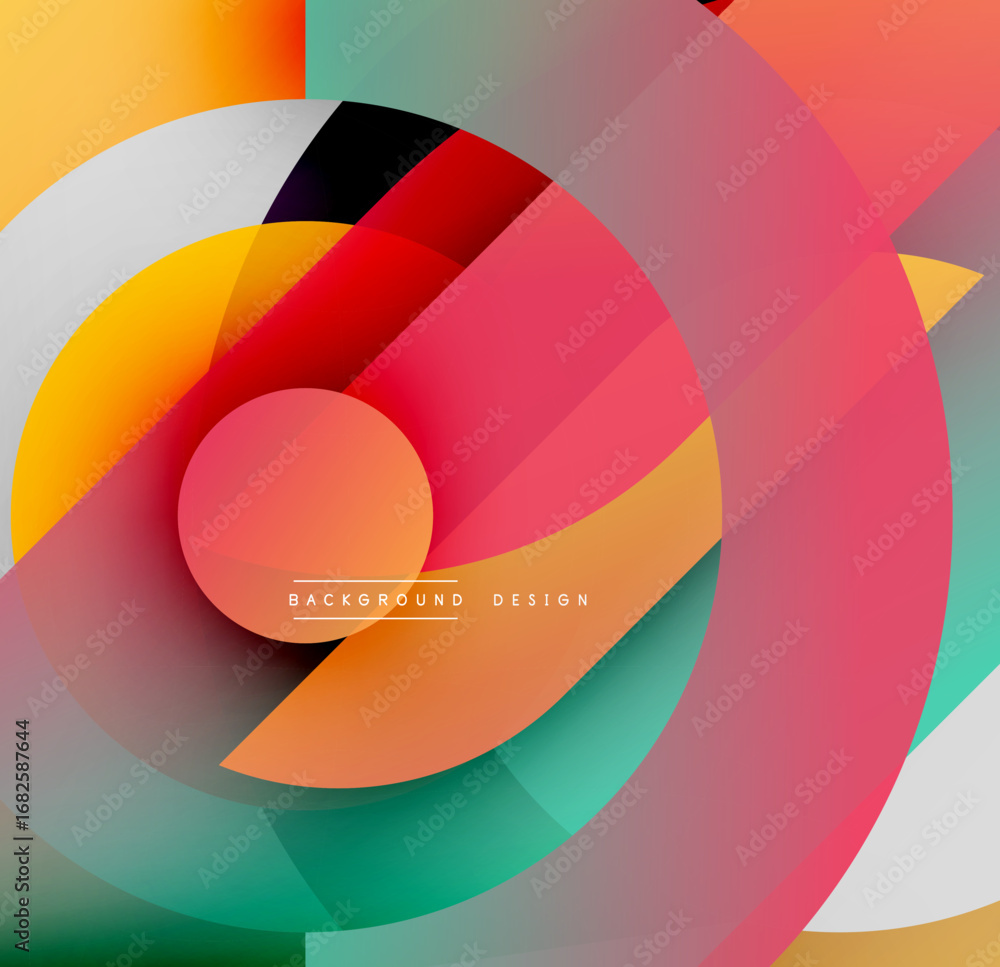 Poster abstract colorful circles overlap creating dynamic visual effect. modern design elements present smo