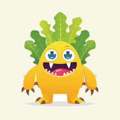 Fototapeta premium Mustard Greens Flat Illustration Featuring Clean Shapes and Bold Outlines
