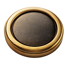 Elegant golden round frame with a dark center showcasing luxury and sophistication perfect for design elements and presentations on transparent background