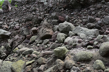 岩が転がる海の海岸