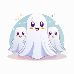 Fototapeta premium Flat minimal Halloween ghost vector art collection
