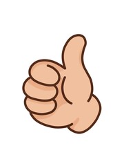 Vector illustration of a cartoon hand showing thumbs up. Cute emoji style, perfect for positive feedback icons, stickers, and social media.