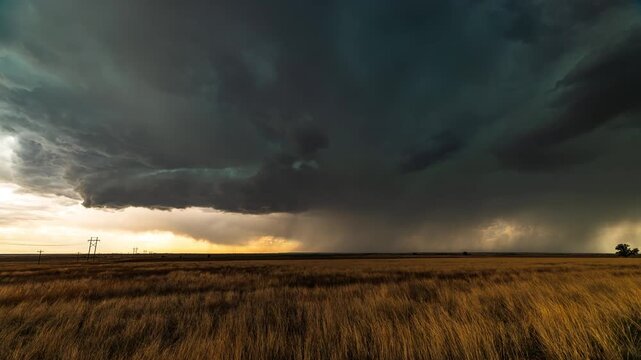 Supercell Thunderstorm Cloud Rolling in over Colorado Landscape Time Lapse