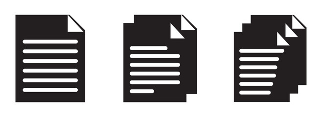 Document papers pile icons set in black and white stroke lines.Paper documents icons. Line symbol and document icon. Paper symbol
