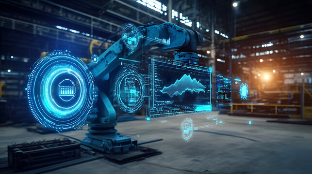 Advanced Robotic Arm with Augmented Reality Interface in a Modern Industrial Setting