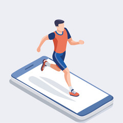 Fototapeta premium running Stylized Isometric Vector Illustration with Smooth Line Art and Flat Colors
