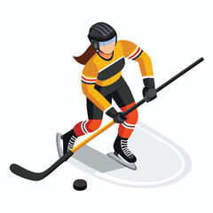Fototapeta premium icehockey Stylized Isometric Vector Illustration with Smooth Line Art and Flat Colors