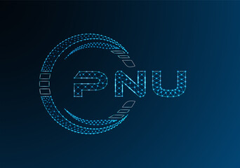 PNU low poly letter logo vector design. PNU lower poly logo design. Low poly logo.