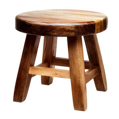 Rustic Wooden Stool on Black Background: A Simple, Natural Seat Design