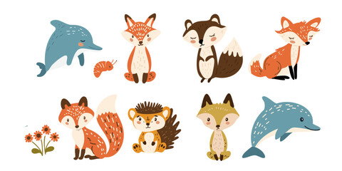 Obraz premium Adorable Cartoon Animals for Kids' Games.