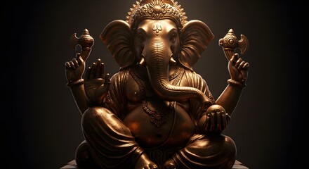Fototapeta premium Photorealistic Bronze Sculpture of Lord Ganesha