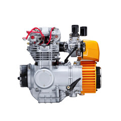 Fototapeta premium High-Performance Engine with Yellow Housing and Red Wiring for Innovations in Automotive Technology