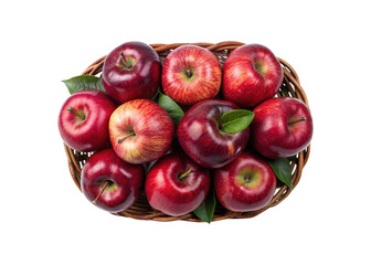 A vibrant and beautiful composition of red apples resting in a basket