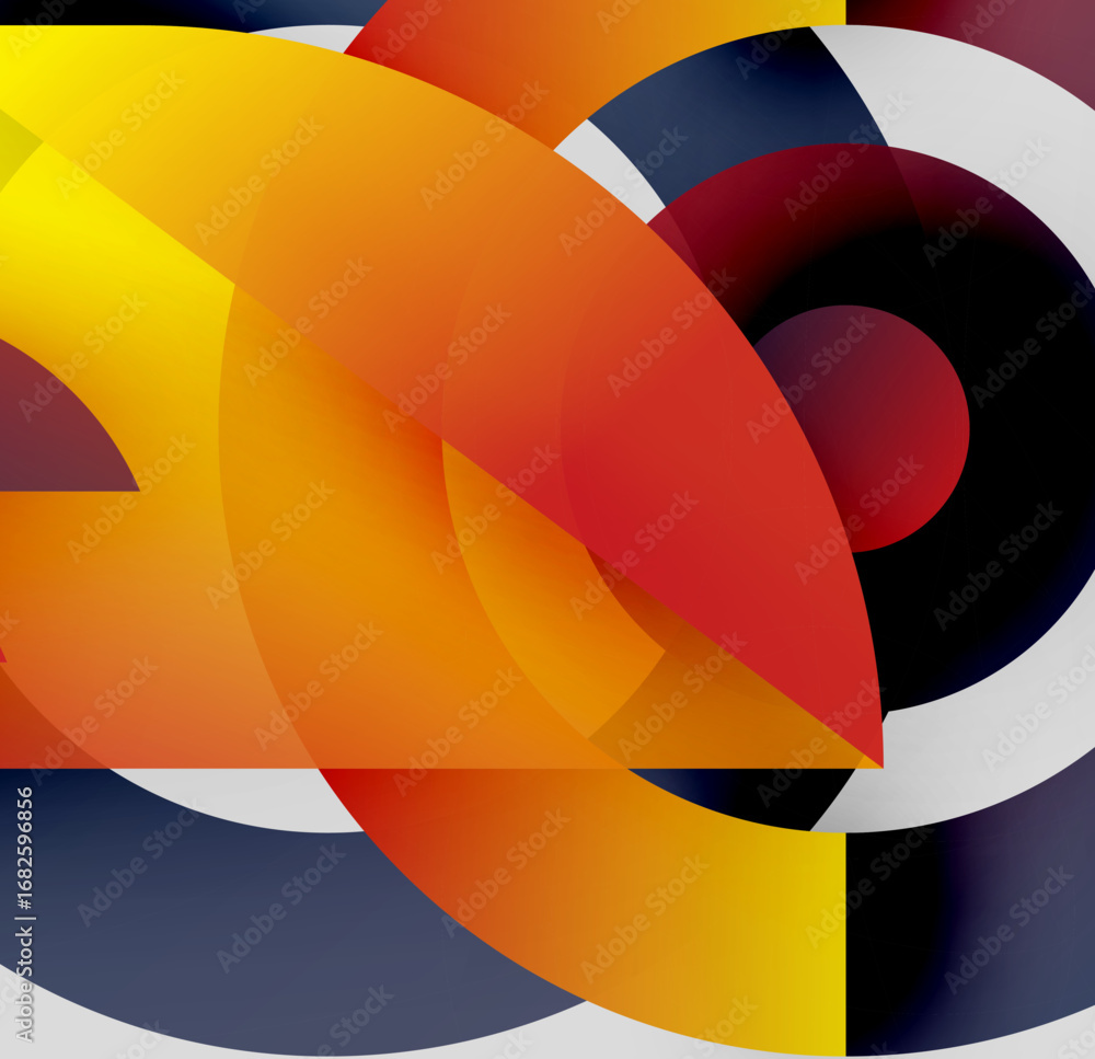 Aufkleber abstract composition. overlapping circles, vibrant colors, dynamic shapes create modern visual exper